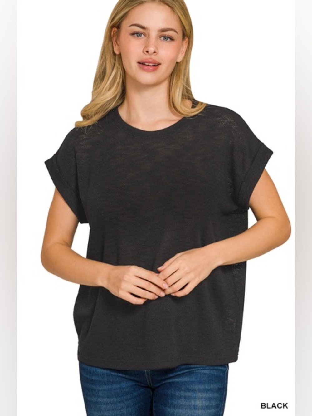 Zenana HACCI SLUB ROLLED UP SLEEVE TEE